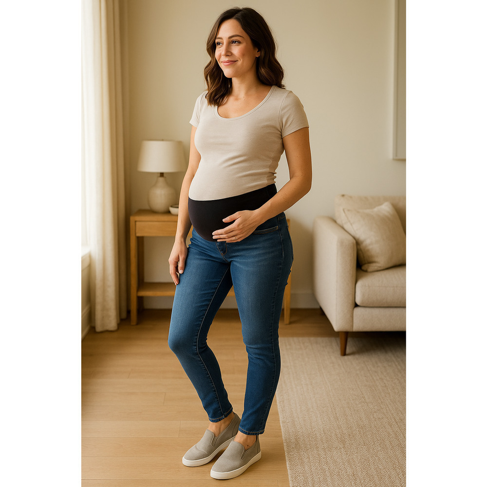 Blanqi Denim Maternity Skinny Jeans Blue Pregnancy Postpartum Office Casual 4